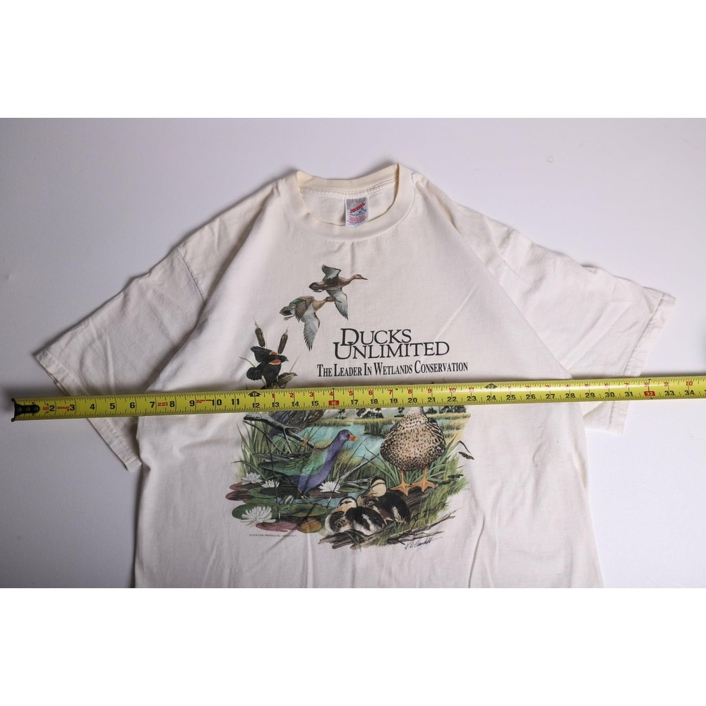 Vintage Ducks Unlimited Jerzees T-Shirt XL Cream Nature Graphic Tee K.D. Cundiff - Picture 7 of 7